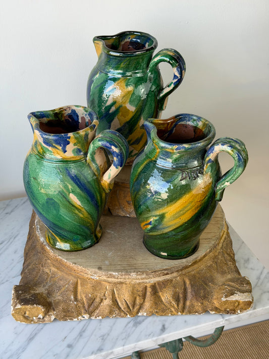 Vintage Italian Glazed Terracotta Pitchers