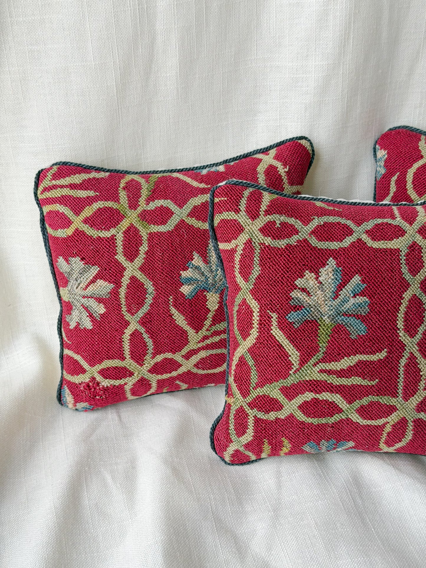 French Wool & Silk Blend Textile Accent Pillows