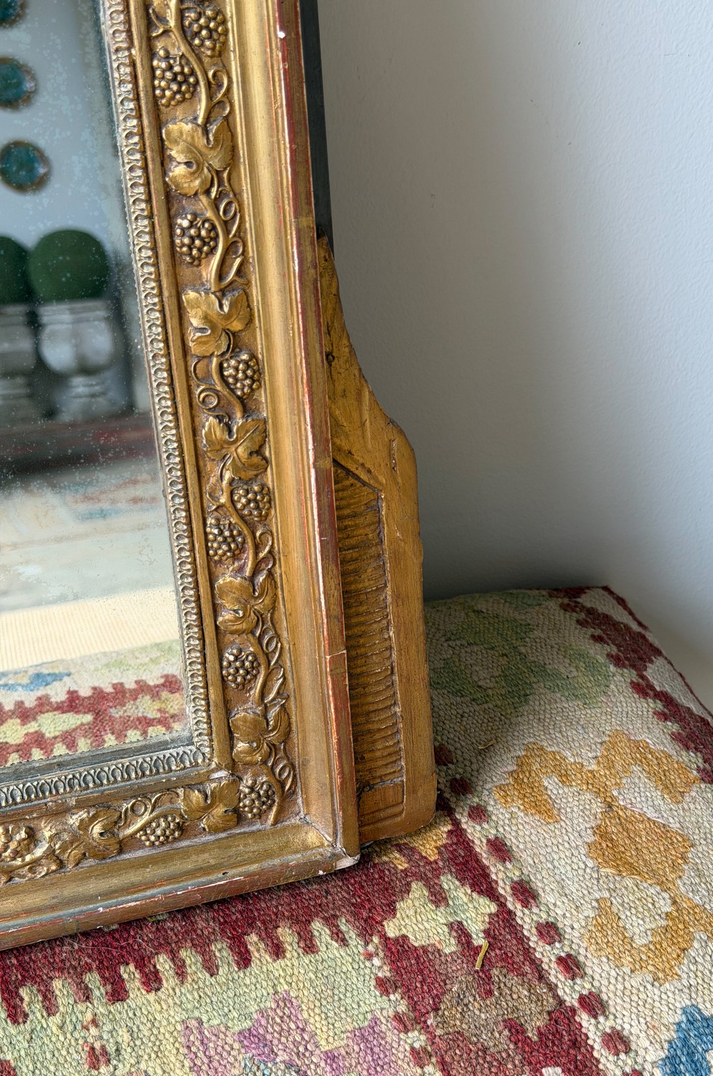 Antique French Marriage Mirror (Large - Grape Motif)