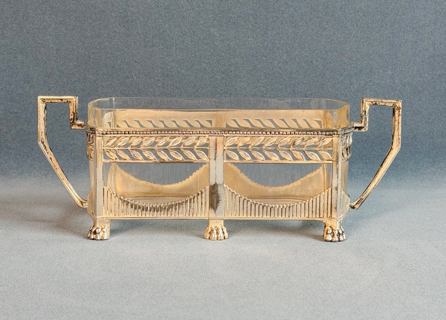 Art Deco French Silverplate & Glass Jardinière