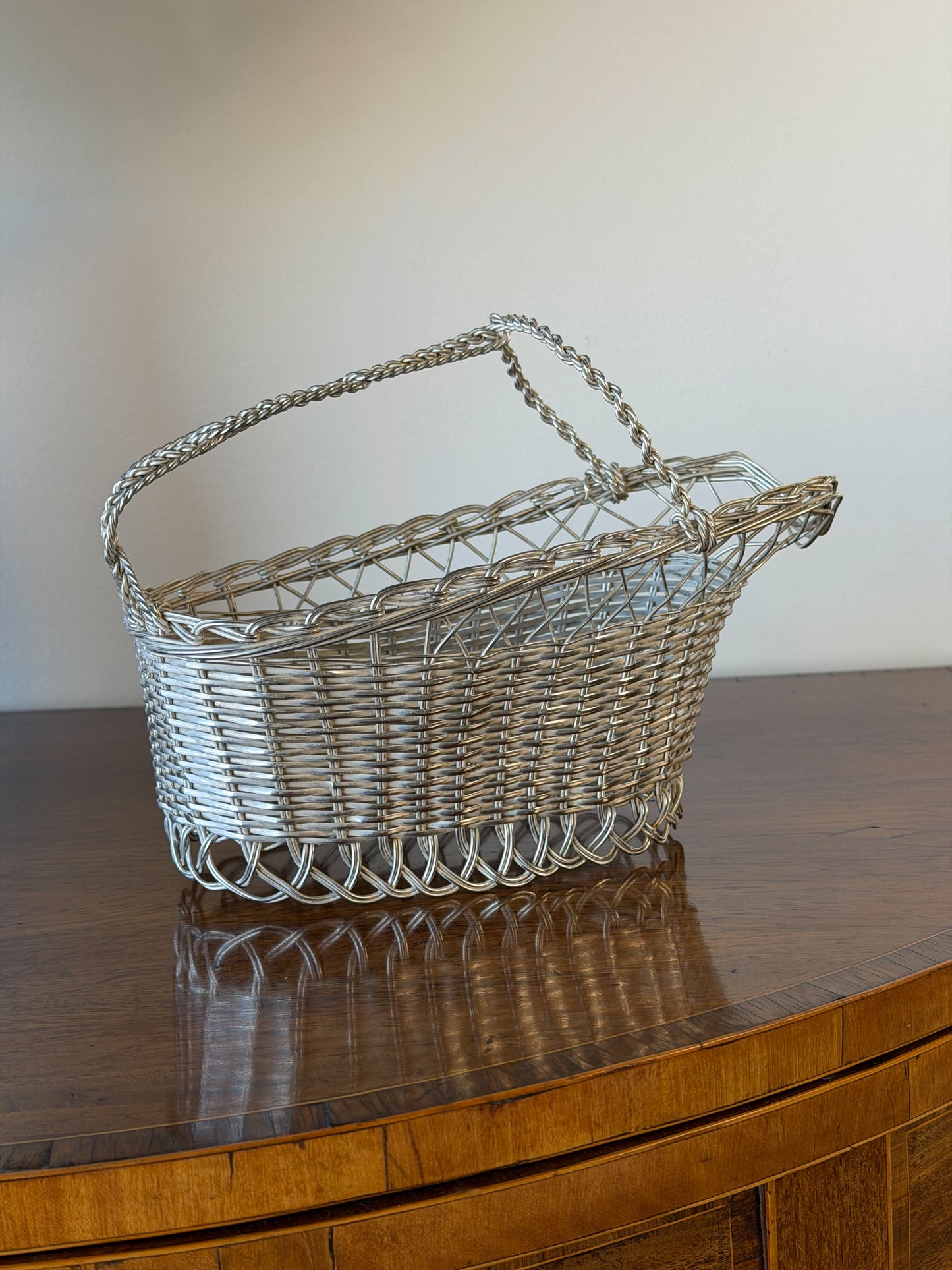 Vintage French Silverplate Wine Basket (No. 2)