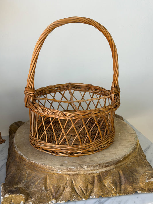 Vintage French Four-Bottle Basket