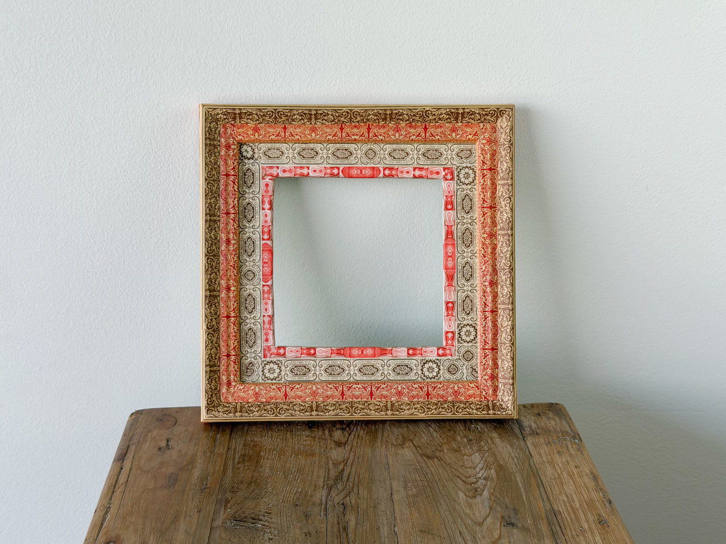 French Découpage Frame | Orange/Red