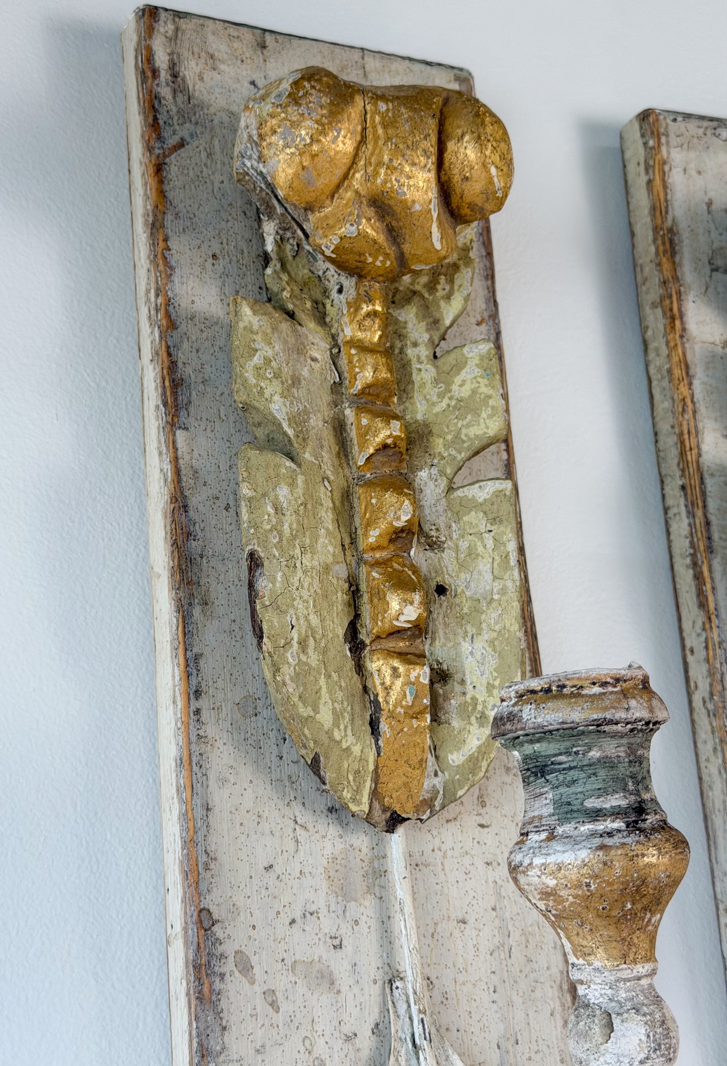 Architectural Salvage Candle Sconce Pair (Linen/Sage)