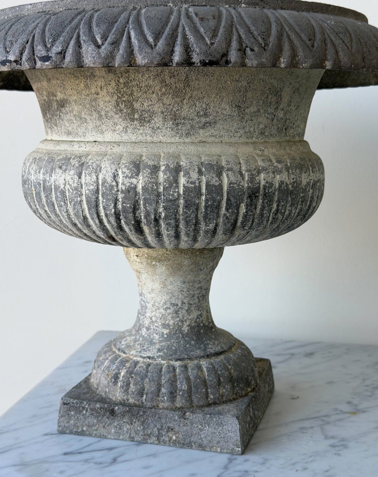 Antique French Zinc Pedestal Urn Pair