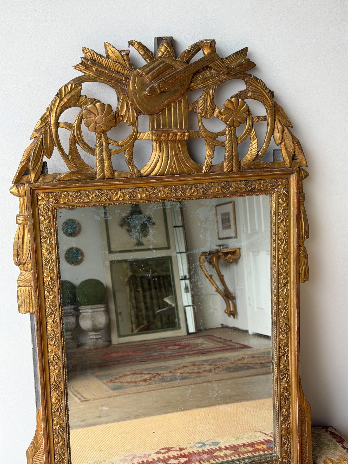 Antique French Marriage Mirror (Large - Grape Motif)
